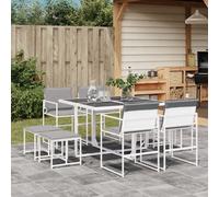 vidaXL Set da Pranzo da Giardino 9 pz con Cuscini Bianco in Textilene