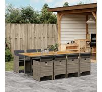 vidaXL Set da Pranzo da Giardino 9 pz con Cuscini in Polyrattan Grigio