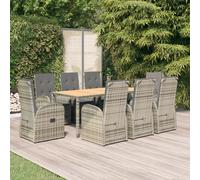 vidaXL Set da Pranzo da Giardino 9 pz con Cuscini in Polyrattan Grigio