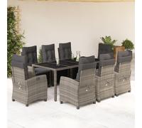 vidaXL Set da Pranzo da Giardino 9 pz con Cuscini in Polyrattan Grigio