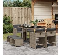vidaXL Set da Pranzo da Giardino 9 pz con Cuscini in Polyrattan Grigio