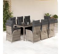 SET TAVOLO E SEDIE VIDAXL 9 pz con Cuscini in Polyrattan Grigio - 3213083