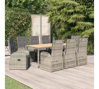 vidaXL Set da Pranzo da Giardino 9 pz con Cuscini in Polyrattan Grigio