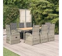 vidaXL Set da Pranzo da Giardino 9 pz con Cuscini in Polyrattan Grigio