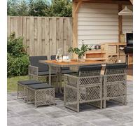 vidaXL Set da Pranzo da Giardino 9 pz con Cuscini in Polyrattan Grigio
