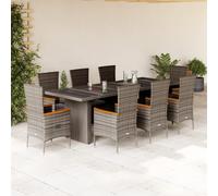 vidaXL Set da Pranzo da Giardino 9 pz con Cuscini in Polyrattan Grigio