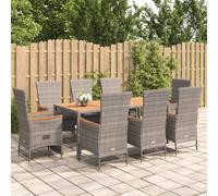 vidaXL Set da Pranzo da Giardino 9 pz con Cuscini in Polyrattan Grigio