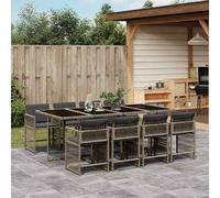 SET TAVOLO E SEDIE VIDAXL 9 pz con Cuscini in Polyrattan Grigio - 3211640