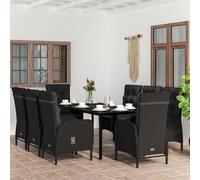 vidaXL Set da Pranzo da Giardino 9 pz con Cuscini Nero