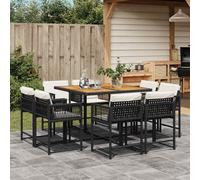 SET TAVOLO E SEDIE VIDAXL 9 pz con Cuscini Nero in Polyrattan - 3211563
