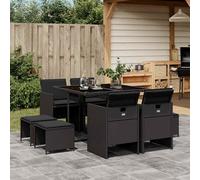vidaXL Set da Pranzo da Giardino 9 pz con Cuscini Nero in Polyrattan