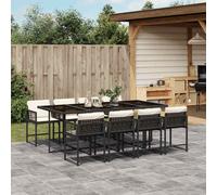 vidaXL Set da Pranzo da Giardino 9 pz con Cuscini Nero in Polyrattan