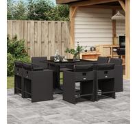 vidaXL Set da Pranzo da Giardino 9 pz con Cuscini Nero in Polyrattan