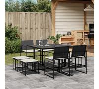 Set da Pranzo da Giardino 9 pz con Cuscini Nero in Polyrattan