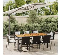 vidaXL Set da Pranzo da Giardino 9 pz con Cuscini Nero in Polyrattan