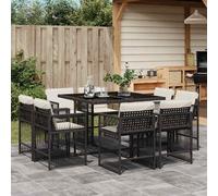 SET TAVOLO E SEDIE VIDAXL 9 pz con Cuscini Nero in Polyrattan - 3211734
