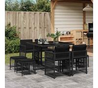 vidaXL Set da Pranzo da Giardino 9 pz con Cuscini Nero in Polyrattan