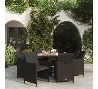 vidaXL Set da Pranzo da Giardino 9 pz con Cuscini Nero in Polyrattan