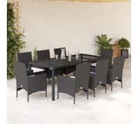 vidaXL Set da Pranzo da Giardino 9 pz con Cuscini Polyrattan e Vetro