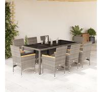 vidaXL Set da Pranzo da Giardino 9 pz con Cuscini Polyrattan e Vetro