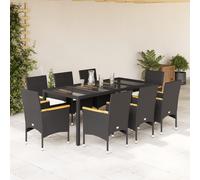 vidaXL Set da Pranzo da Giardino 9 pz con Cuscini Polyrattan e Vetro