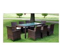vidaXL Set da Pranzo da Giardino 9 pz con Cuscini Polyrattan Marrone