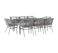 vidaXL Set da Pranzo da Giardino 9 pz con Cuscini Polyrattan Vetro