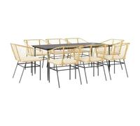 vidaXL Set da Pranzo da Giardino 9 pz con Cuscini Polyrattan Vetro
