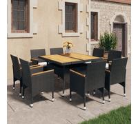 vidaXL Set da Pranzo da Giardino 9 pz in Polyrattan e Acacia Nero