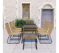 vidaXL Set da Pranzo da Giardino 9 pz in Polyrattan e Vetro