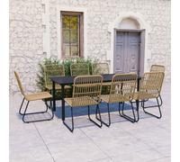 vidaXL Set da Pranzo da Giardino 9 pz in Polyrattan e Vetro