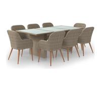 VIDAXL - Set Da Pranzo Da Giardino 9 Pz In Polyrattan Marrone