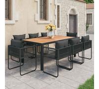 vidaXL Set da Pranzo da Giardino 9 pz in Rattan PVC Nero e Marrone