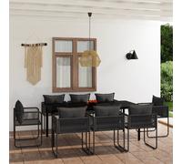 vidaXL Set da Pranzo da Giardino 9 pz Nero
