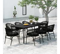 VIDAXL - Set Mobili Da Pranzo Da Giardino 9 Pz Con Cuscini Nero