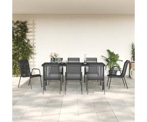vidaXL Set da Pranzo da Giardino 9 pz Nero in Acciaio e Textilene