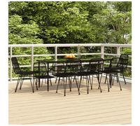 VIDAXL - Set Da Pranzo Da Giardino 9 Pz Nero In Polyrattan