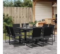 Set da Pranzo da Giardino 9 pz Nero in Textilene