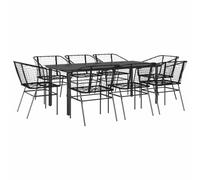 vidaXL Set da Pranzo da Giardino 9 pz Polyrattan Vetro, Set da Pranzo all'aperto, mobili da Pranzo da Giardino, Tavolo da Pranzo e sedie da Giardino