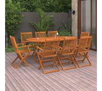 vidaXL Set da Pranzo da Giardino 9pz 180x90x75cm Legno Massello Acacia