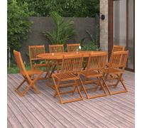 vidaXL Set da Pranzo da Giardino 9pz 180x90x75cm Legno Massello Acacia