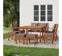 vidaXL Set da Pranzo da Giardino 9pz con Cuscini Legno Massello Acacia