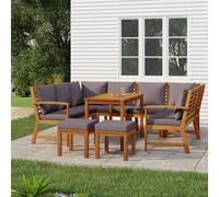 vidaXL Set da Pranzo da Giardino 9pz con Cuscini Legno Massello Acacia