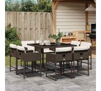 vidaXL Set da Pranzo da Giardino 9 pezzi con Cuscini Marrone in Polyrattan