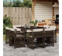 SET TAVOLO E SEDIE VIDAXL 9 pz con Cuscini Marrone in Polyrattan - 3211737