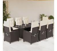 vidaXL Set da Pranzo da Giardino 9pz con Cuscini Marrone in Polyrattan