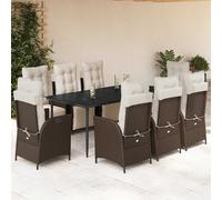 vidaXL Set da Pranzo da Giardino 9pz con Cuscini Marrone in Polyrattan