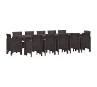 vidaXL Set da Pranzo da Giardino 13 Pezzi con Cuscini Marrone in Rattan Polimerico, Tavolo da Giardino Marrone 150x100x73 cm in Rattan Polimerico, Sedie da Giardino Cuscini 4 pz