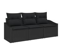 vidaXL Set di Divani da Esterno a 3 Pezzi Cuscini Nero Polyrattan Seduta da Giardino Confortevole Mobili Resistenti alle Intemperie per Patio e Balcone
