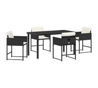 vidaXL 5-Teiliges Gartenset mit Kissen aus Schwarzem Poly-Rattan für Terrasse, Balkon, Bistro